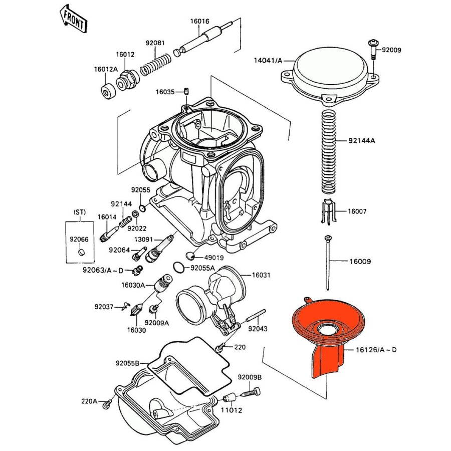 Carburateur - boisseau complet - 16126-1237 - ZZR1100 - ZXR750 0119...