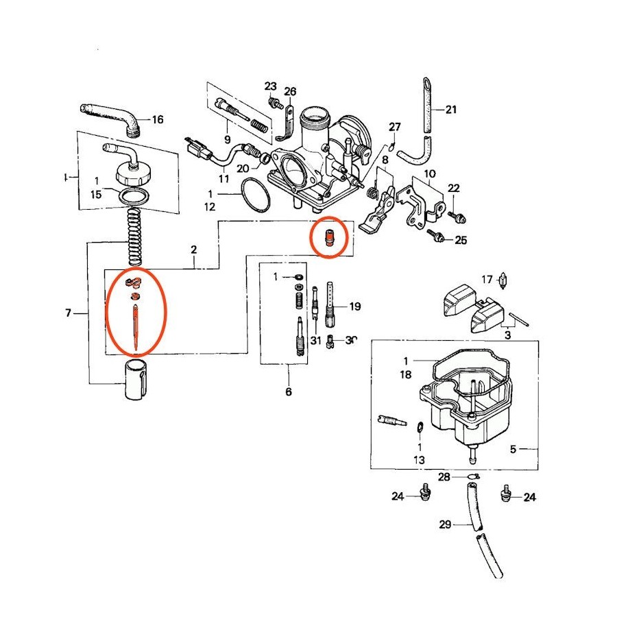 Carburateur - Aiguille - CA125 (97-98)) 16012-KEB-620