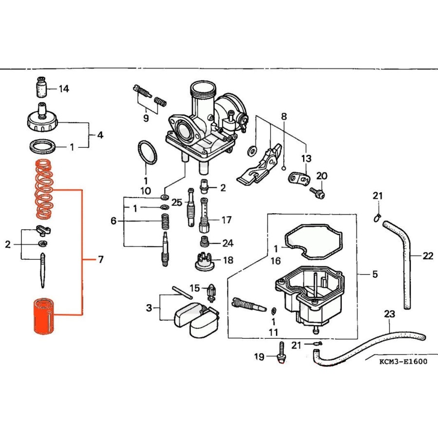 Carburateur - Boisseau + ressort - XLR125 - (JD16) 16022-KCM-621