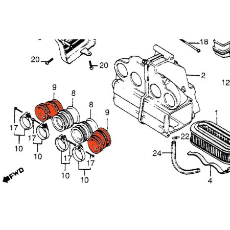 Filtre a air - (x1) - Manchon - Extérieur. - CB750C - CB750F - CB75...