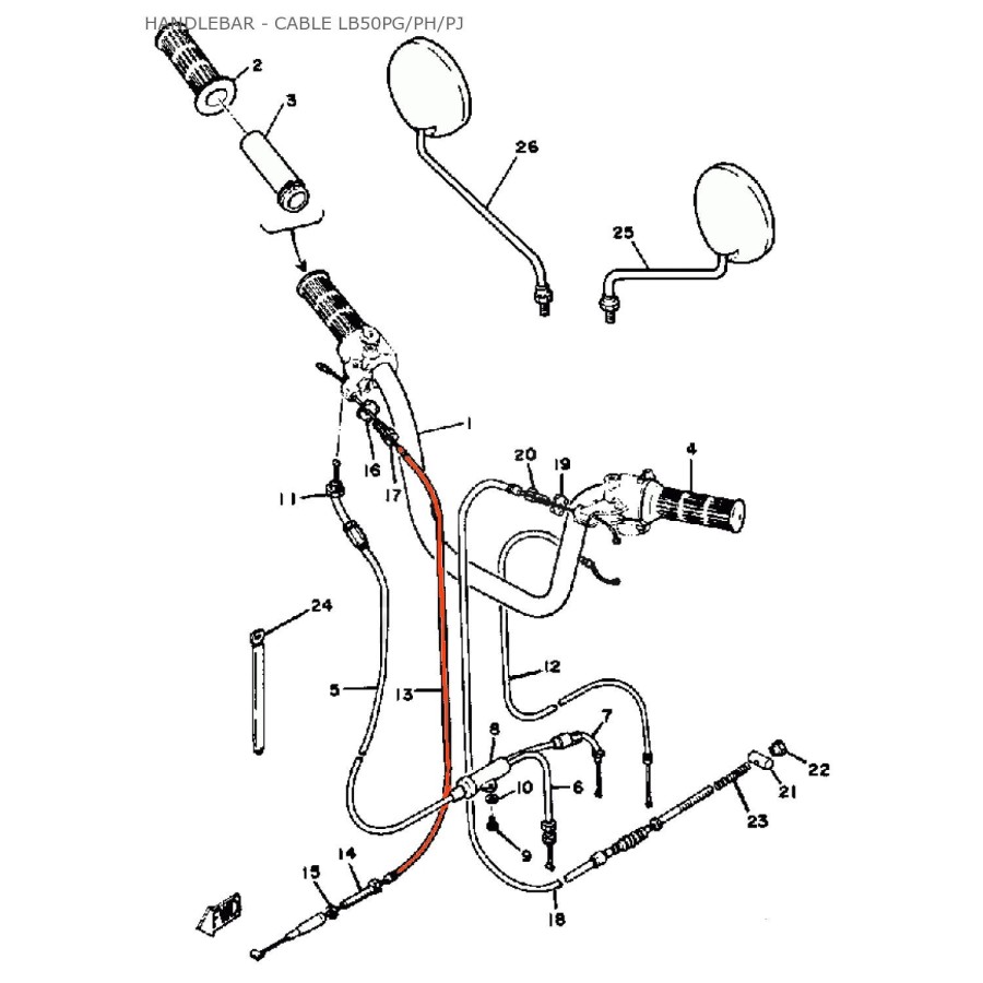 Frein - Avant - cable - LB50 - 439-26341-00 45450-050-331