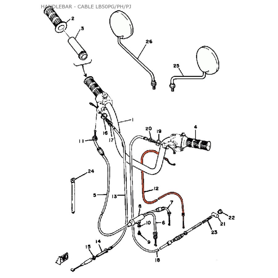 Starter - cable - LB50 - 439-26331-00 17950-050-331