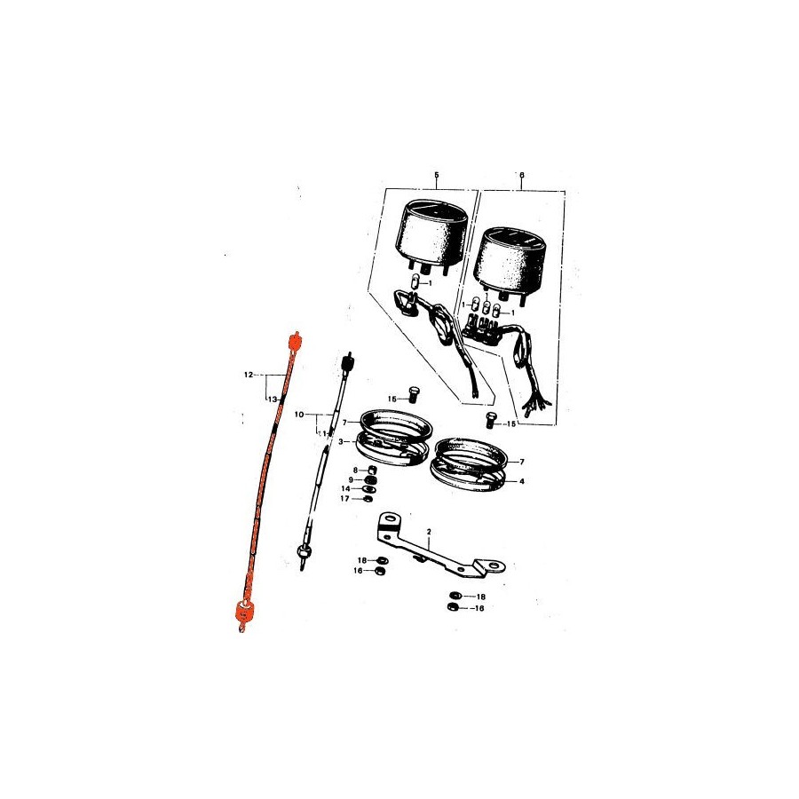 Cable - Compteur - Lg 94cm - Gris - CB450K0-K4 - CL450 - CB750 4483...