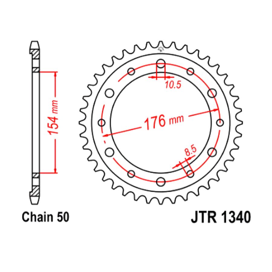 Transmission - Couronne - JTR-530 - 44 dents 36530-1340-044