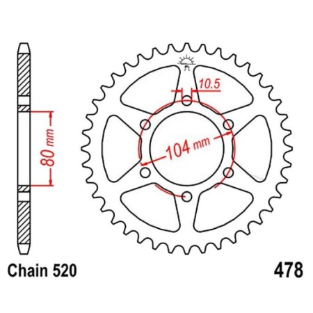 Transmission - Couronne - JTR 478 - 45 Dents - 36520-478-045