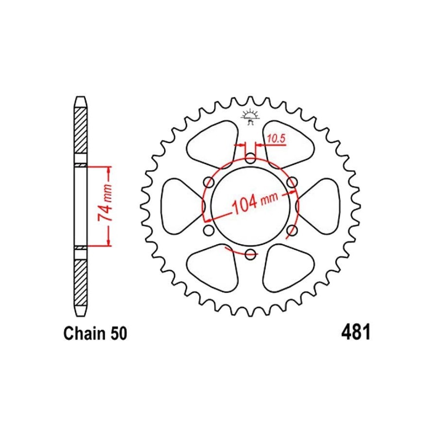 Transmission - Couronne - JTR 481 - 530 - 45 dents 36530-481-045