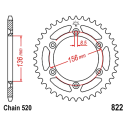 Transmission - Couronne - JTR822 - Aluminium - 45 Dents - 36520-822...