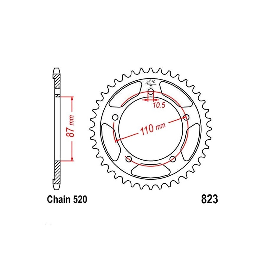 Transmission - Couronne - JTR 823 - 520 - 46 dents 36520-823-046