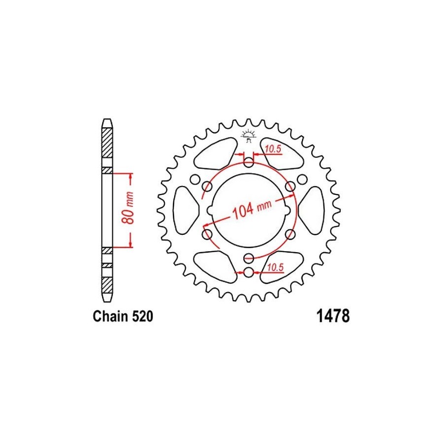 Transmission - Couronne - JTR-1478 - 520 - 45 dents - ZX6rr - ZX6r ...