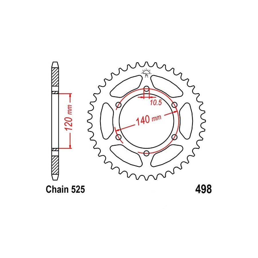 Transmission - Couronne - 525 - JTR-498 - 44 Dents 36525-498-044