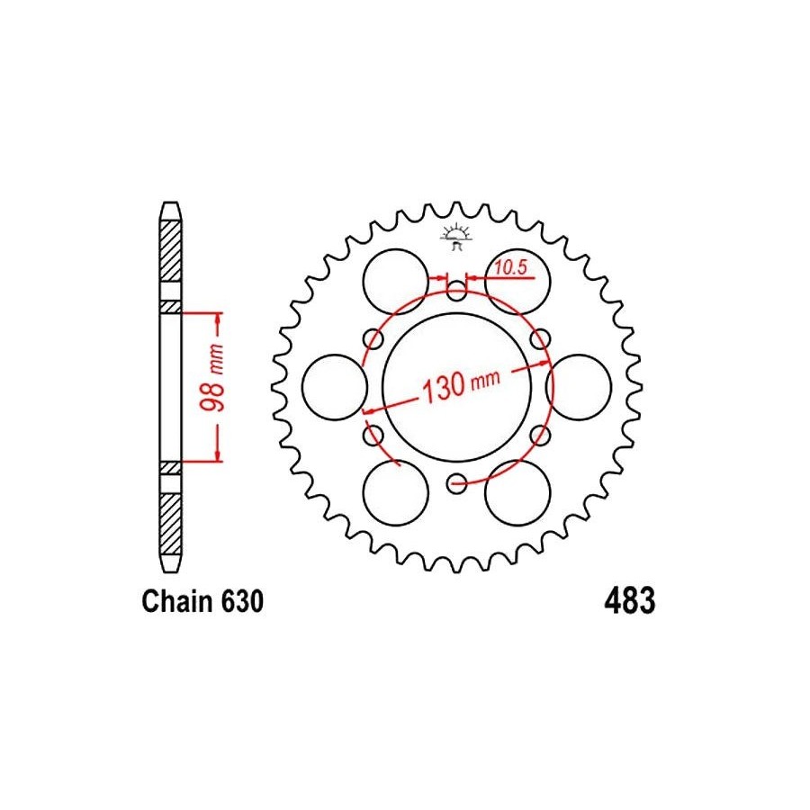 Transmission - Couronne - JTR-483 - 33 dents - chaine 630 36630-483...