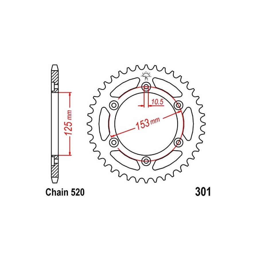 Transmission - Couronne - JTR 301 - 520 - 45 dents 36520-301-045