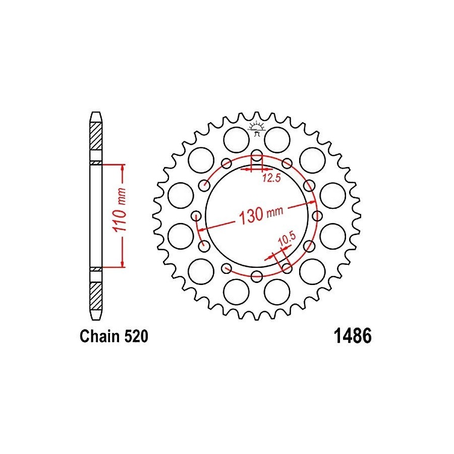 Transmission - Couronne - JTR1486 - 44 Dents - 36520-1486-044