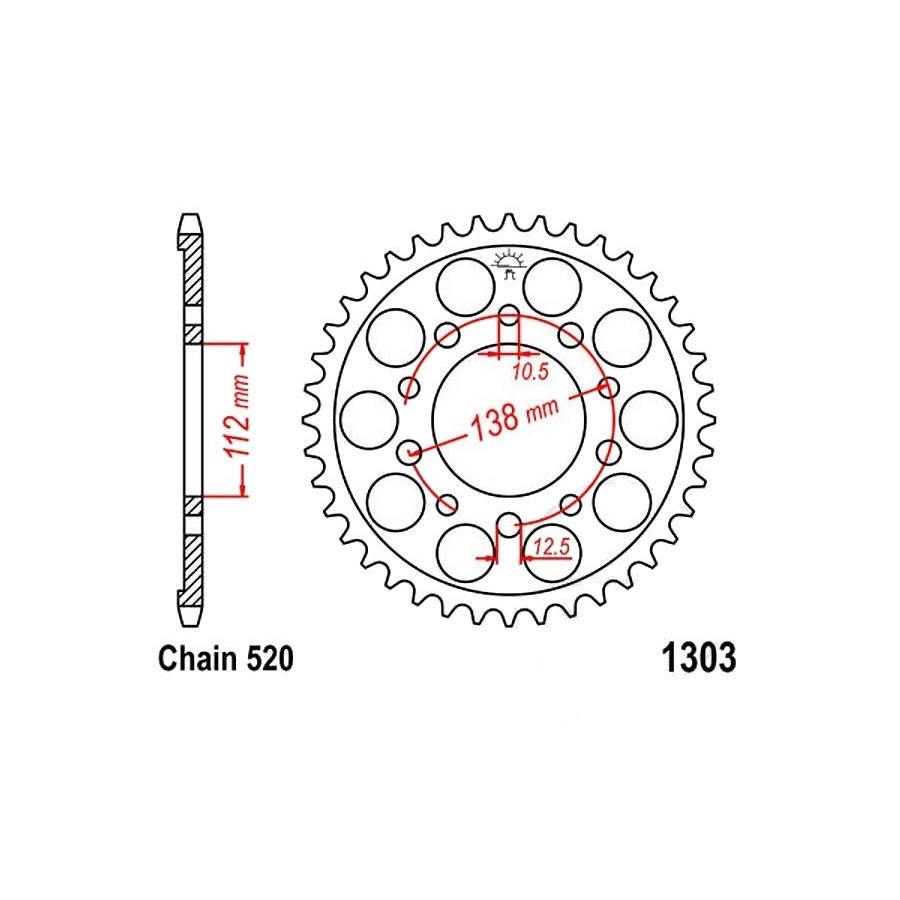 Transmission - Couronne Aluminium - JTR-1303 - 520/45 dents 36520-1...