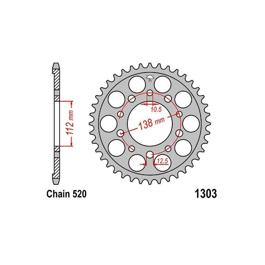 Transmission - Couronne - Acier - JTR-1303 - 520/43 dents 36520-130...