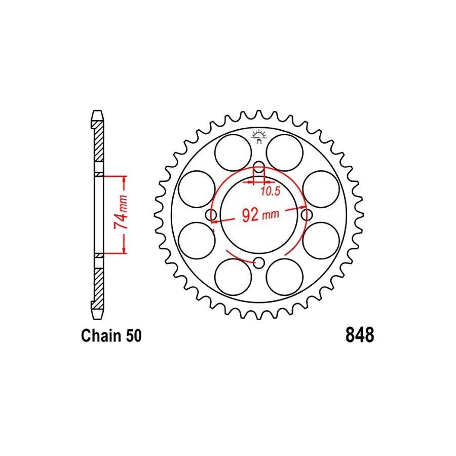 Transmission - Couronne - JTR848 - 47 dents - Chaine 530 36530-848-037