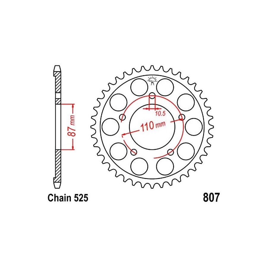 Transmission - Couronne - 525 - JTR-807 - 47 Dents 36525-807-047