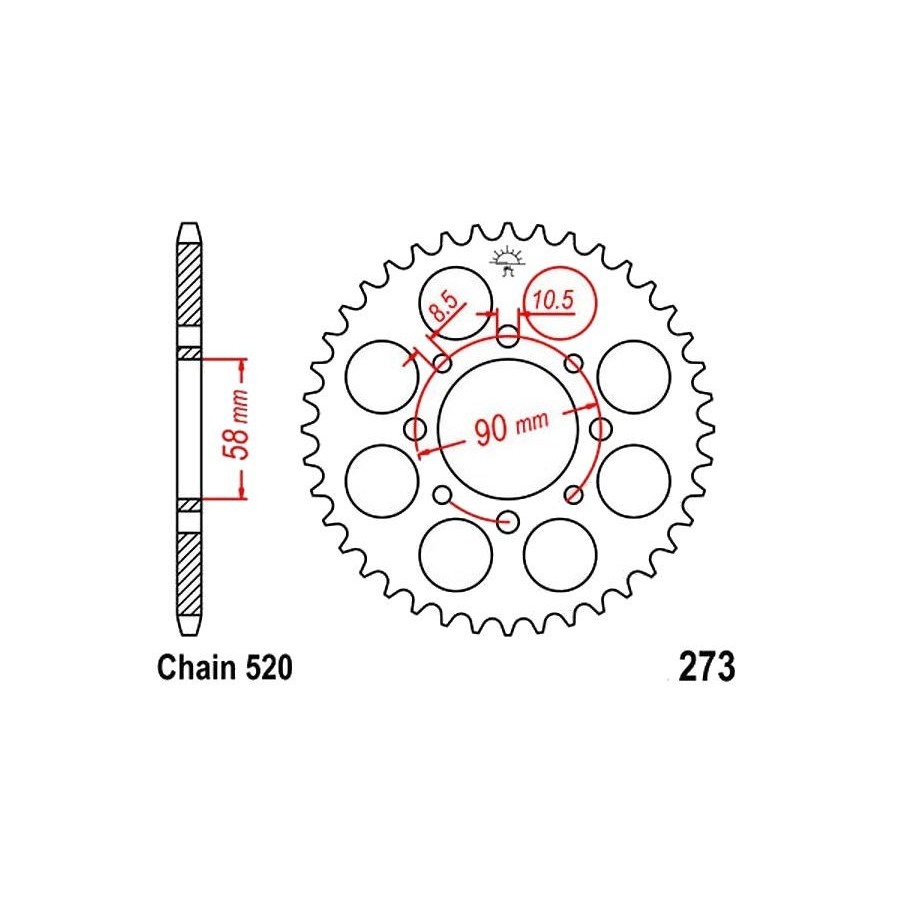 Transmission - Couronne - JTR - 273 - 42 dents 36520-273-042