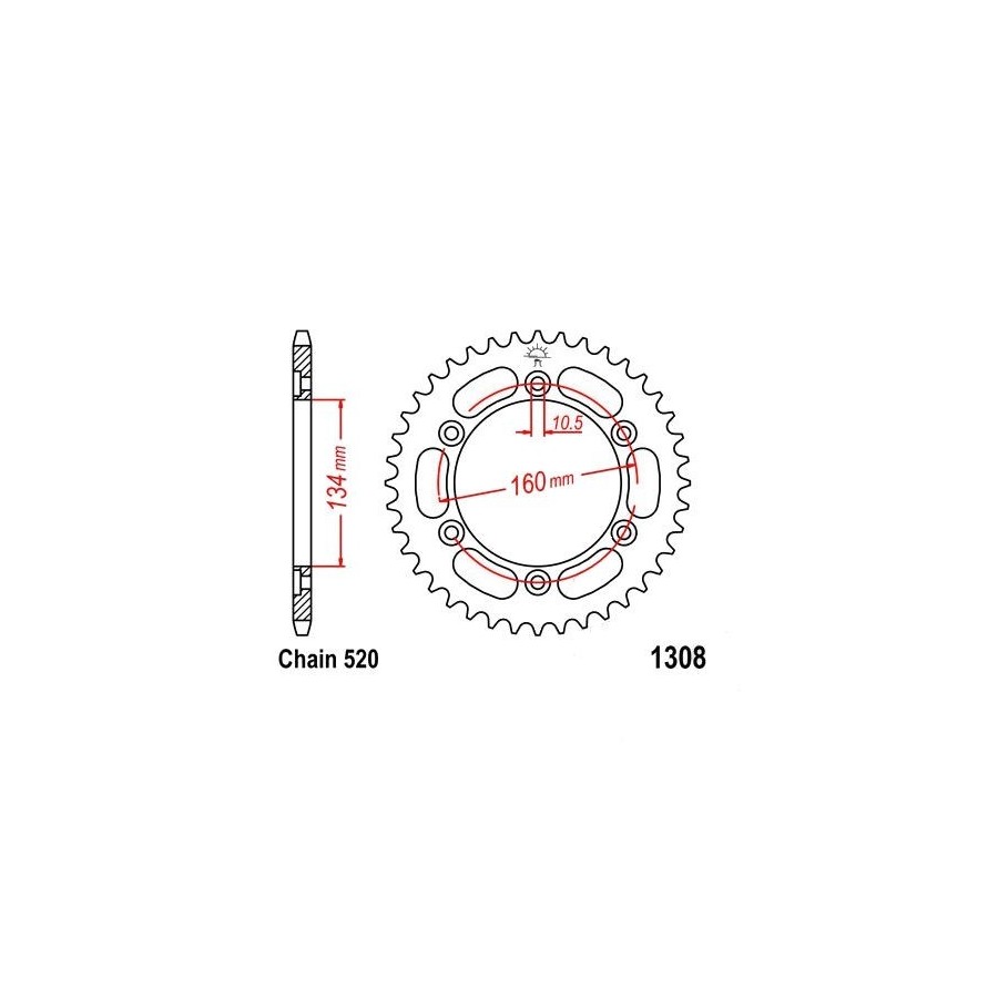 Transmission - Couronne - Acier - JTR-1308 - 520/40 dents 36520-130...