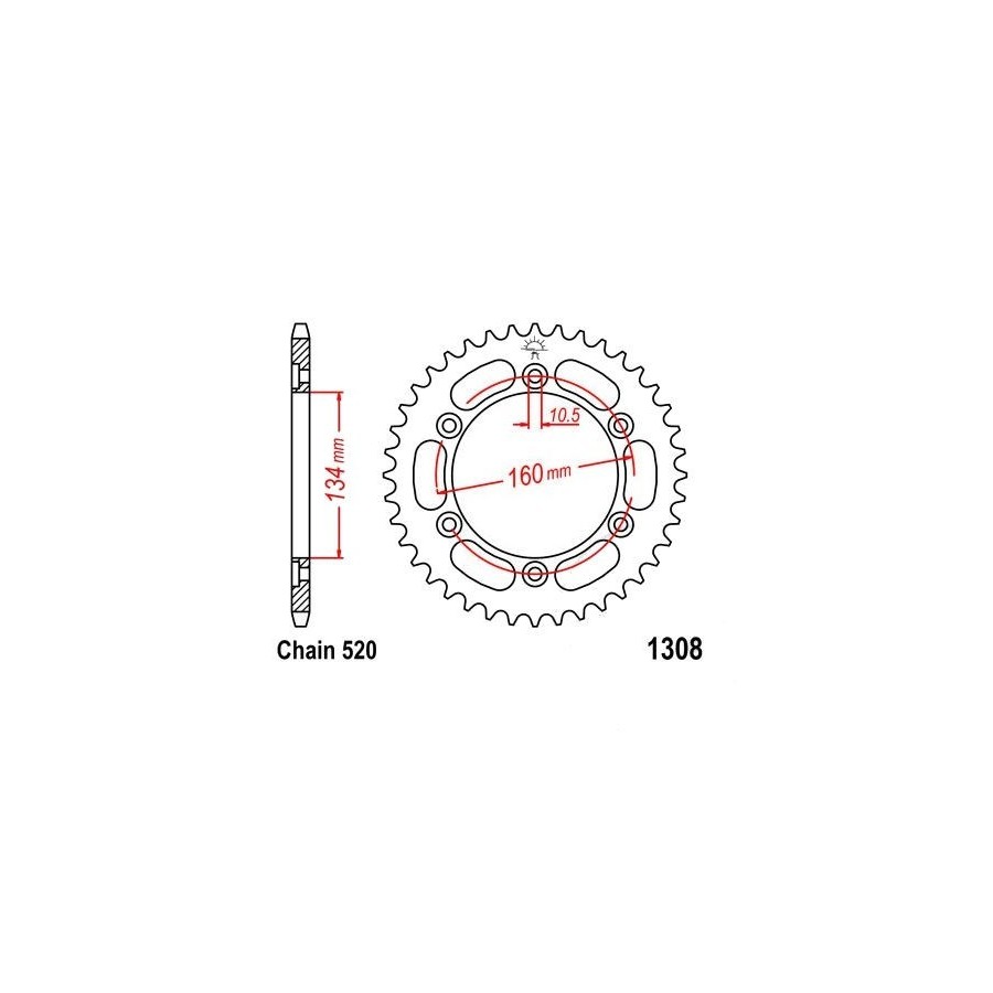 Transmission - Couronne - Acier - JTR-1308 - 520/42 dents 36520R-13...