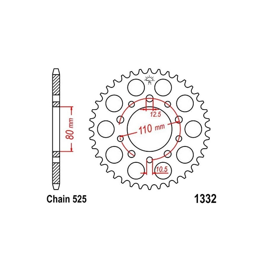 Transmission - Couronne - 525 - JTR-1332 - 46 Dents 36525-1332-046