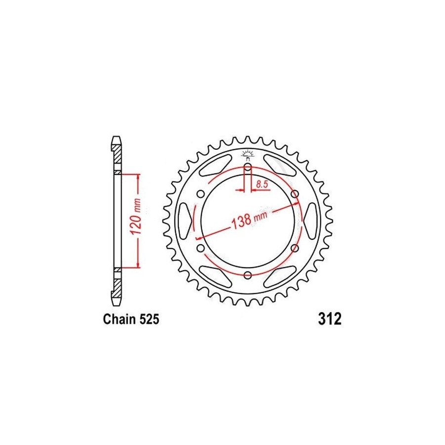 Transmission - Couronne - JTR - 312 - 525/38 dents 36530-312-038