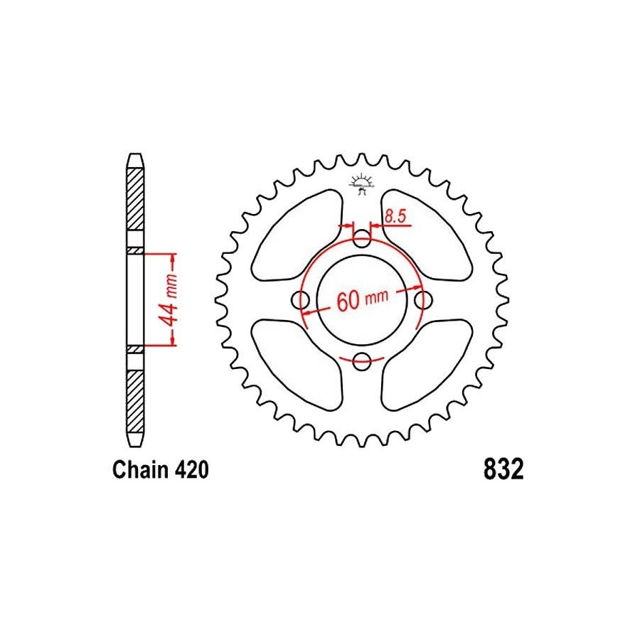 Transmission - Couronne - JTR 832 - 38 dents 36420-832-038