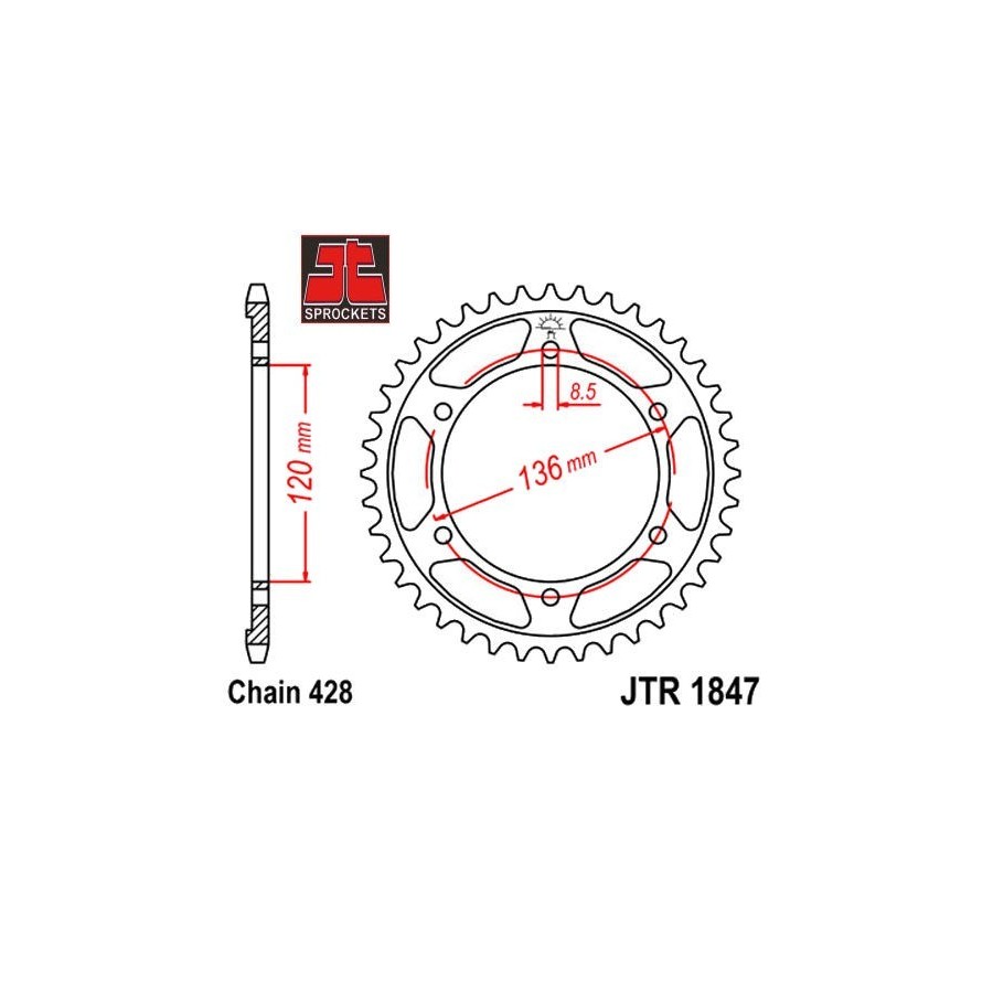 Transmission - Couronne - JTR-1847 - 46 dents - TDR125 - FZR400 364...