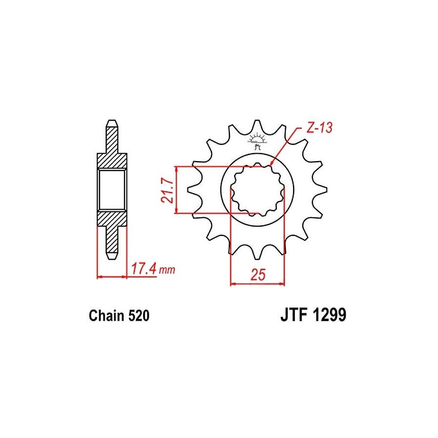 Transmission - Pignon - JTF 1299 - 520 - 14 dents 36520-1299-014