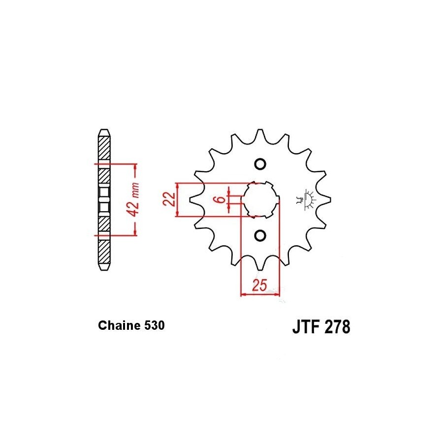 Transmission - Pignon sortie boite - 17 dents - JTF 278 - Chaine 53...