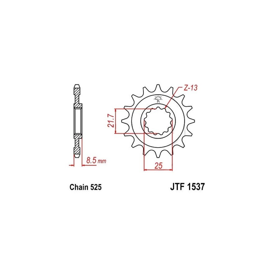 Transmission - Pignon - JTF-1537 - 17dents 36525-1537-017