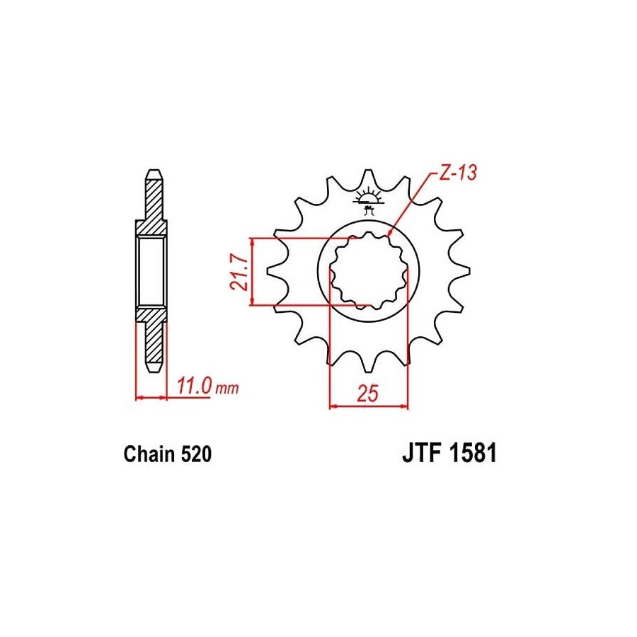 Transmission - Pignon - 520 - JTF-1581 - 16 dents 36520-1581-016