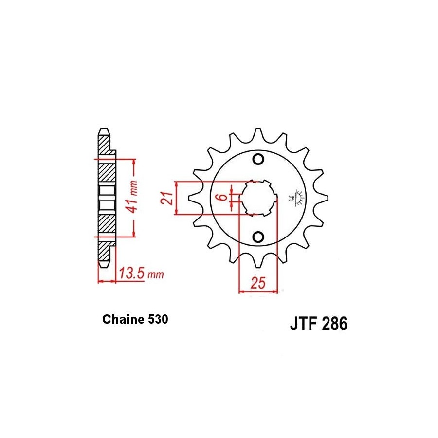 Transmission - Pignon sortie boite - 15 dents - JTF 286 - Chaine 53...