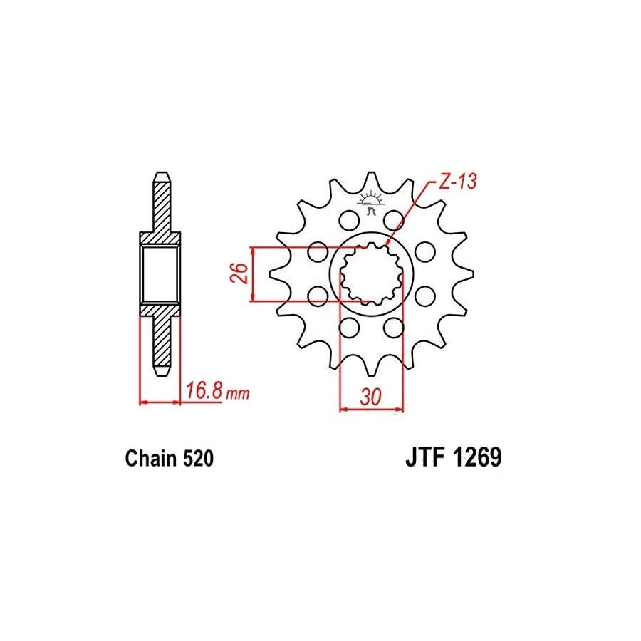 Transmission - Pignon - JTF-1269 - 520 - 16 Dents 36520-1269-016