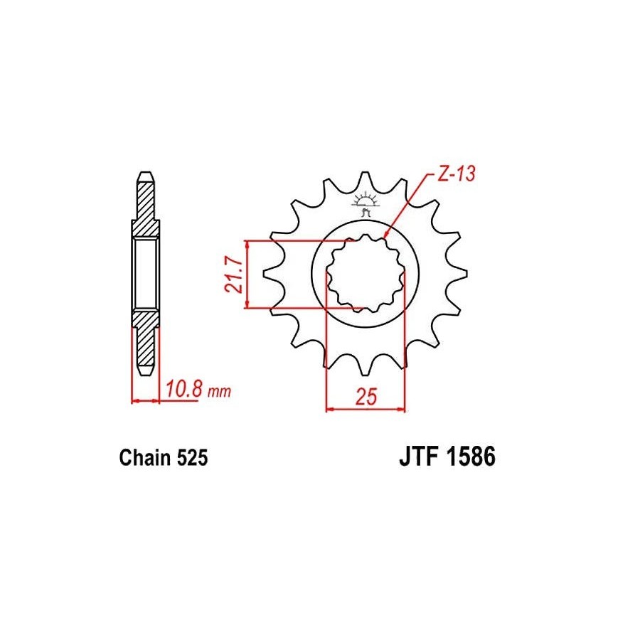 Transmission - Pignon - 525 - JTF-1586 - 15 Dents 36525-1586-015