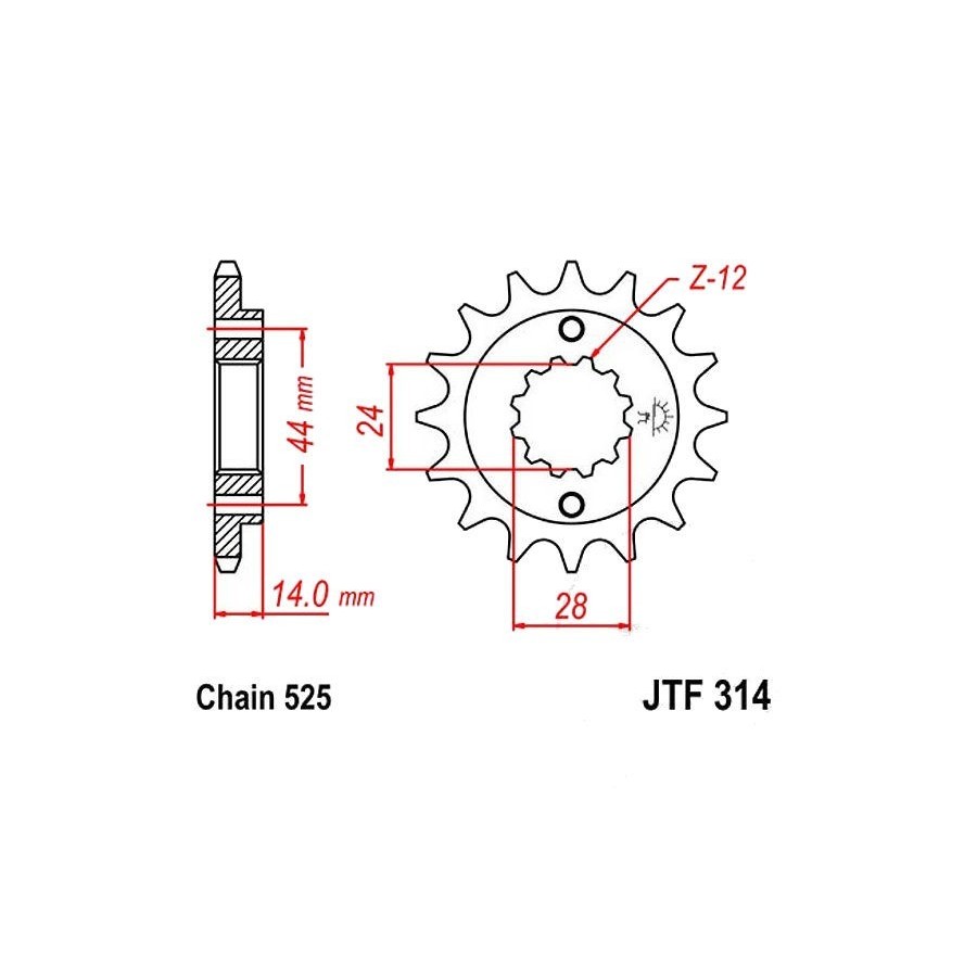 Transmission - Pignon - JTF-314 - 17 Dents 36525-314-017