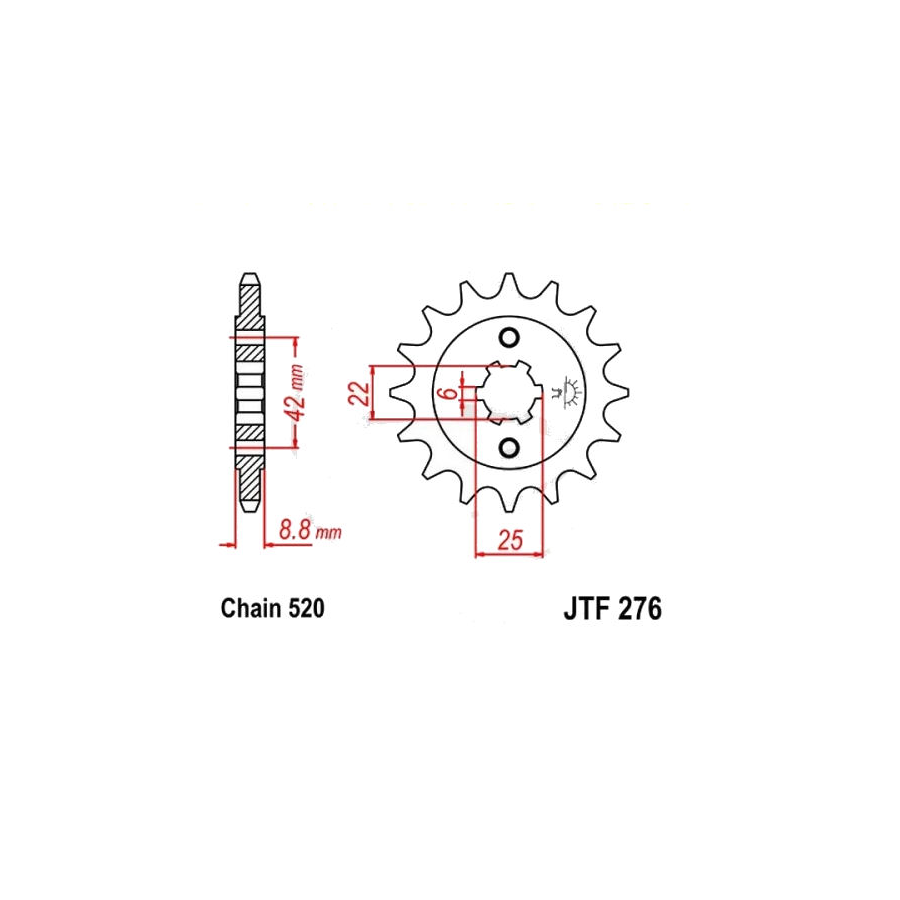 Transmission - Pignon sortie boite - 16 dents - JTF 276 36520-276-016