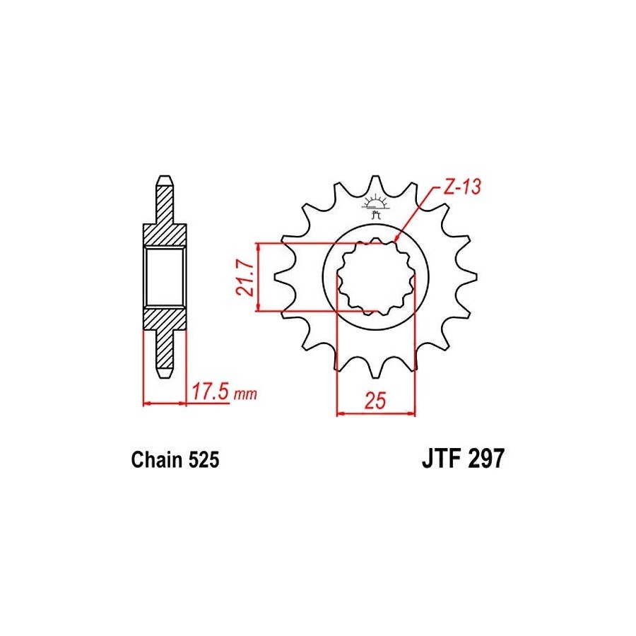 Transmission - Pignon - 525 - JTF-297 - 15 dents 36525-297-015