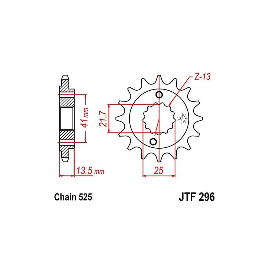 Transmission - Pignon - 525 - JTF-296 - 16 Dents  36525-296-016