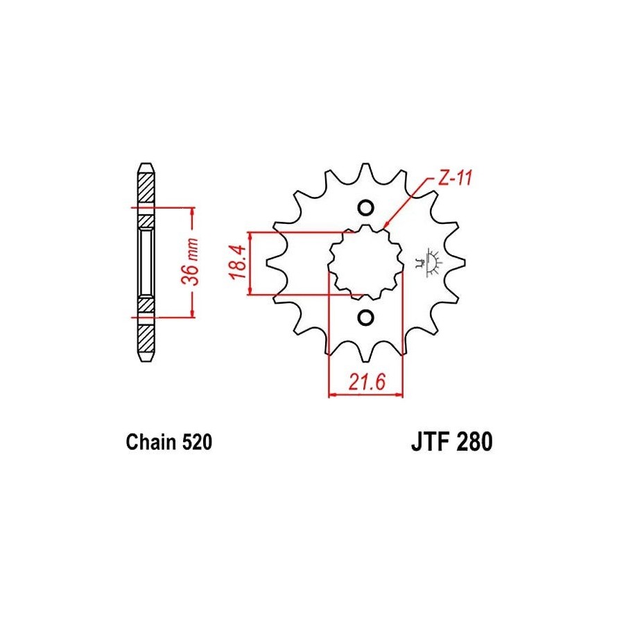 Transmission - Pignon sortie boite - JTF 280 - 520/13 dents 36520-2...