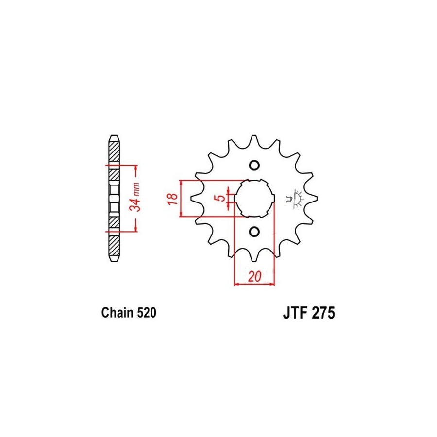 Transmission - Pignon sortie boite - 15 dents - JTF 275 - Chaine 62...