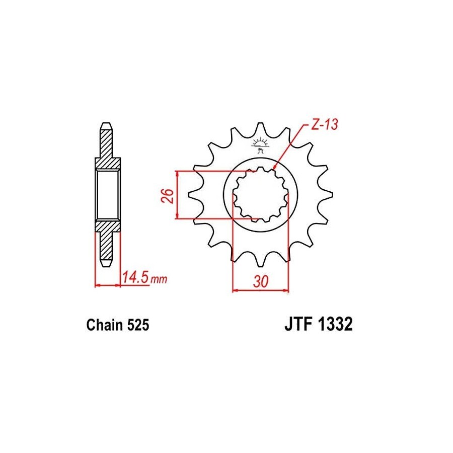 Transmission - Pignon - 525 - JTF-1332 - 14 dents -  36525-1332-014