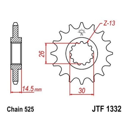 Transmission - Pignon - 525 - JTF-1332 - 16 dents -  36525-1332-016