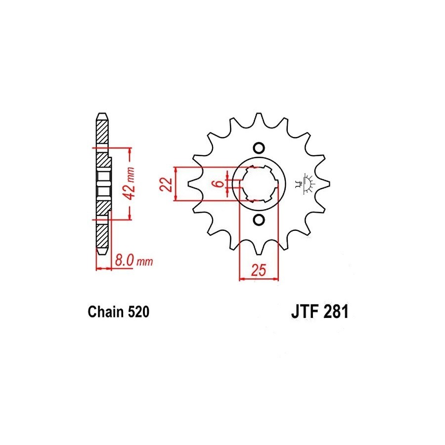 Transmission - Pignon - JTF-281 - 520 - 13 Dents 36520-281-013