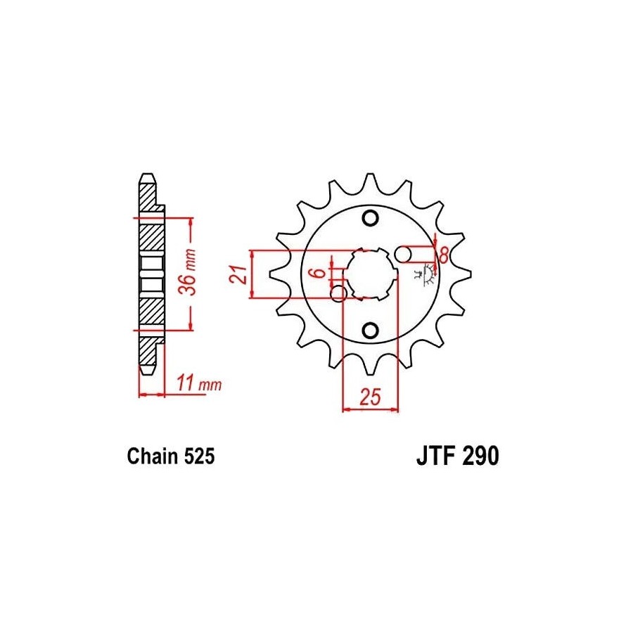 Transmission - Pignon - 525 - JTF-290 - 15 Dents 36525-290-015