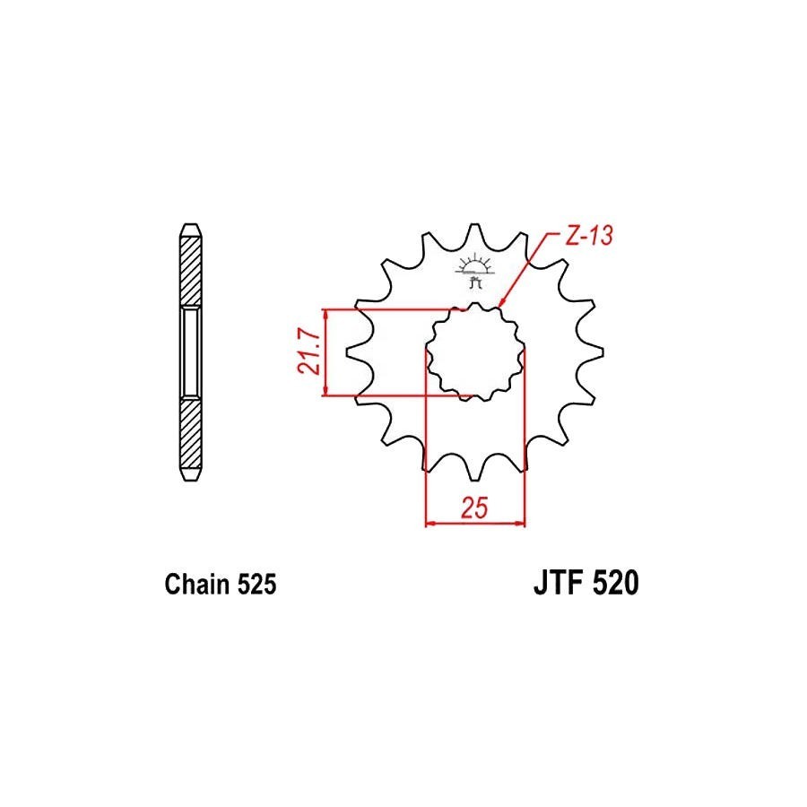 Transmission - Pignon - 525 - JTF-520 - 14 Dents 36525-520-014