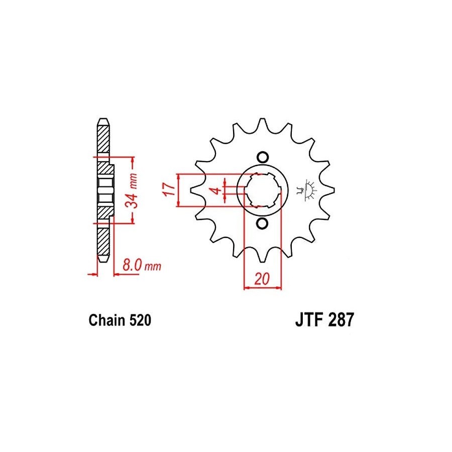 Transmission - Pignon - JTF-287 - 520 - 13 Dents 36520-287-013