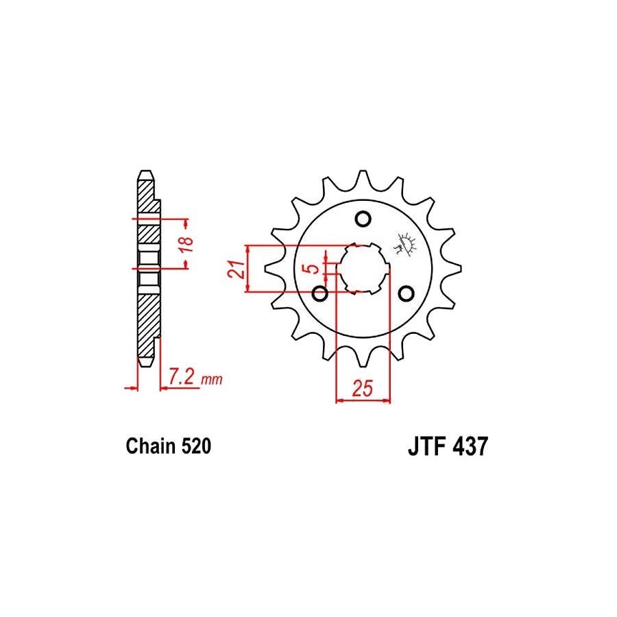 Transmission - Pignon - JTF-437 - 14 dents  36520-437-014