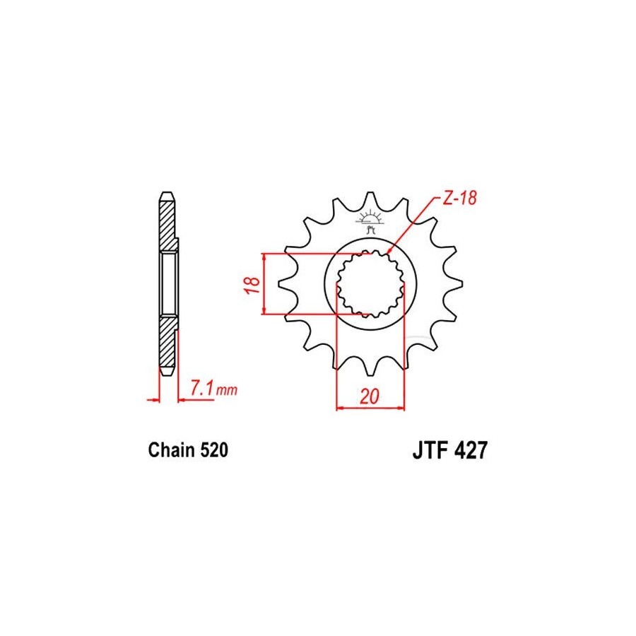 Transmission - Pignon sortie boite - JTF 427 - 520-11 dents 36520-4...