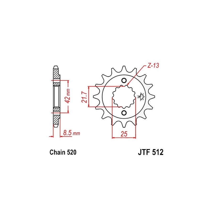 Transmission - Pignon - 520 - JTR 512 - 16 Dents - 36520-512-016